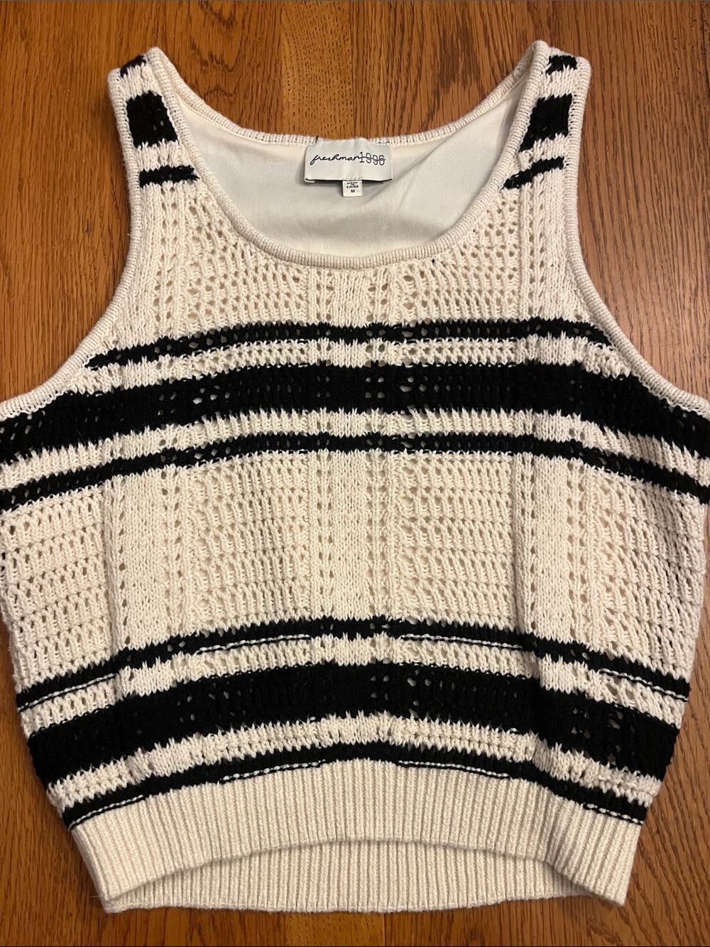 Freshman Cream and Black Striped Knit Tank